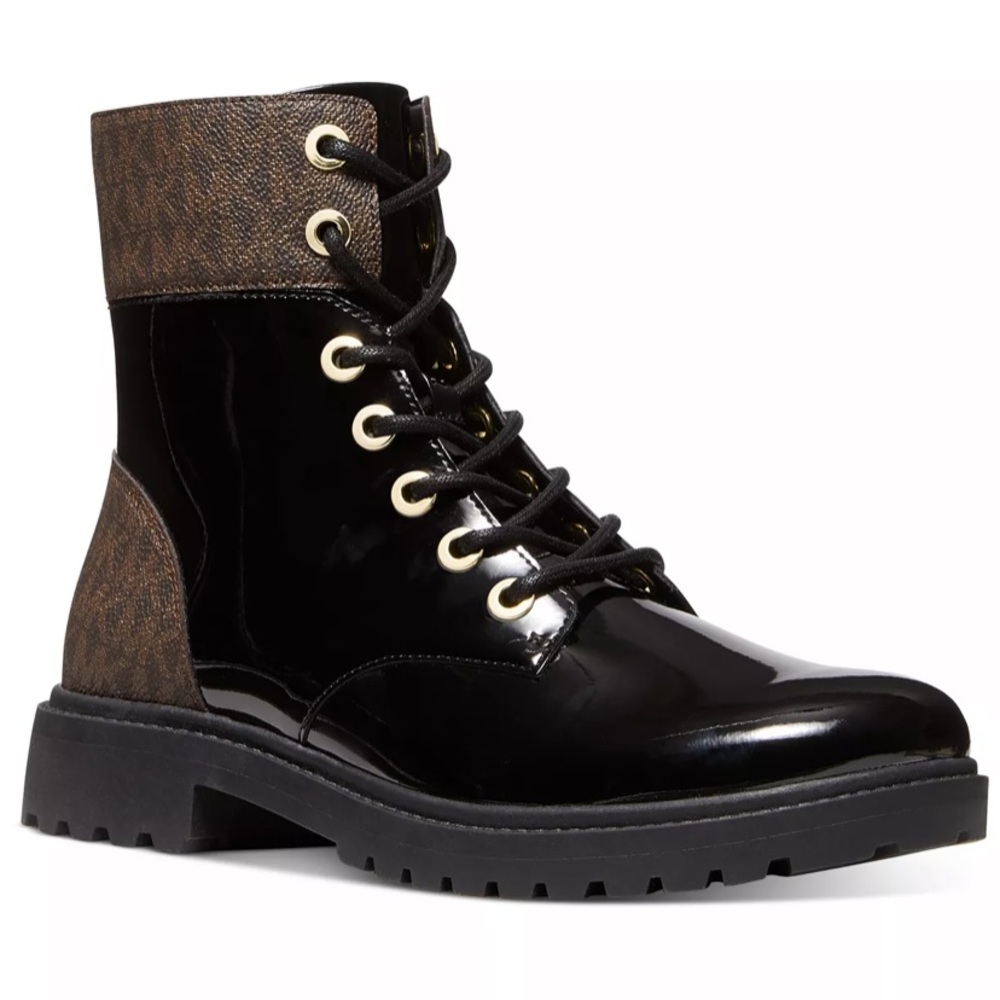Michael Kors- Women's Alistair Lace-Up Lug Sole Combat Booties